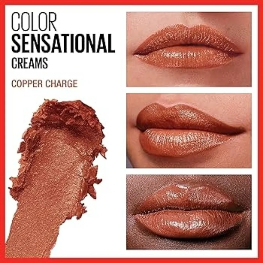 3 x Maybelline Color Sensational Cream Finish Lipstick, 166 Copper Charge